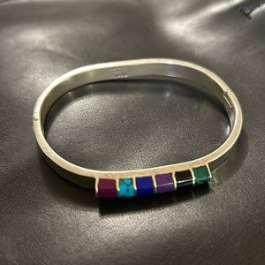 Tasco Mexico 325 Heavy Silver Bangle Bracelet with multi colored stones